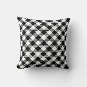Modern Black and White Checkered Plaid Throw Pillo Cushion