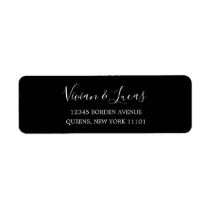 Modern Black and White Chic Script Return Address Return Address Label