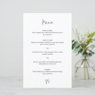 Modern Black and White Chic Wedding Menu