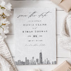 Modern Black and White Chicago Skyline Wedding