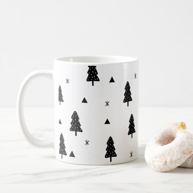 Modern  black and white Christmas Mug (With Donut)