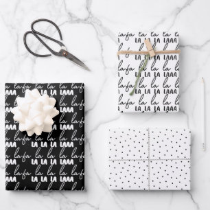 Modern Black and White Christmas Pattern Family Wrapping Paper Sheet