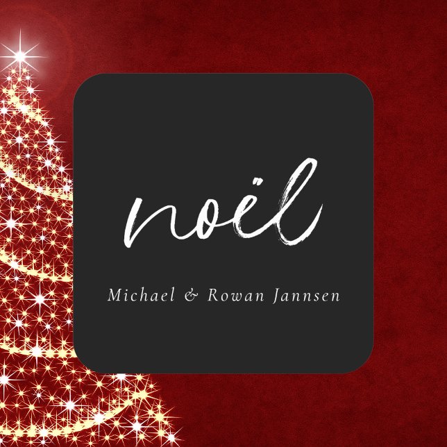 Modern Black and White Christmas  Square Sticker (Creator Uploaded)