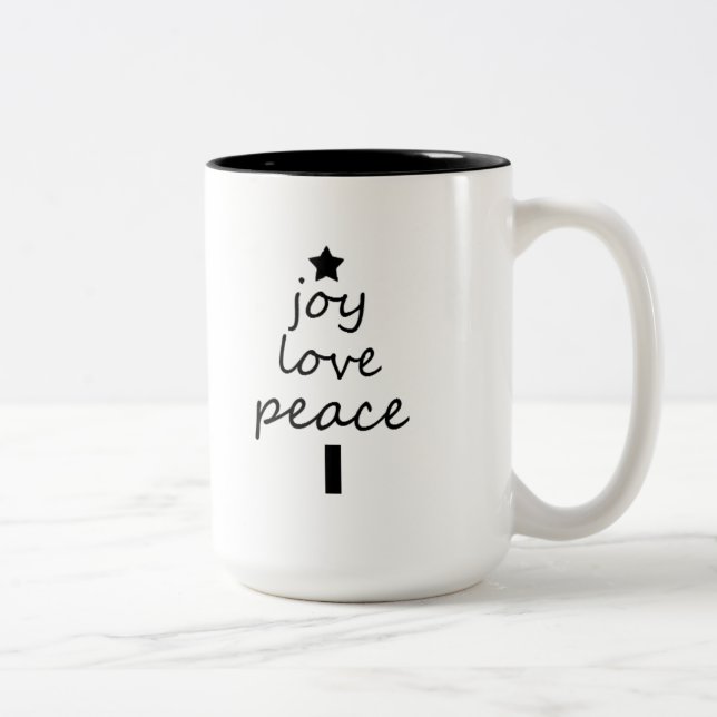 Modern Black and White Christmas Tree Two-Tone Coffee Mug (Right)