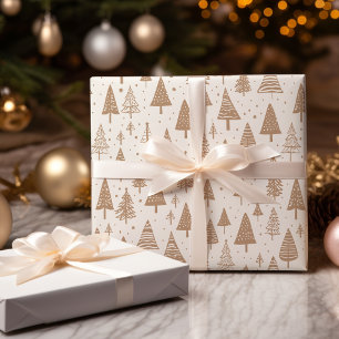 Modern Black And White Christmas Tree Wrapping Paper Sheet