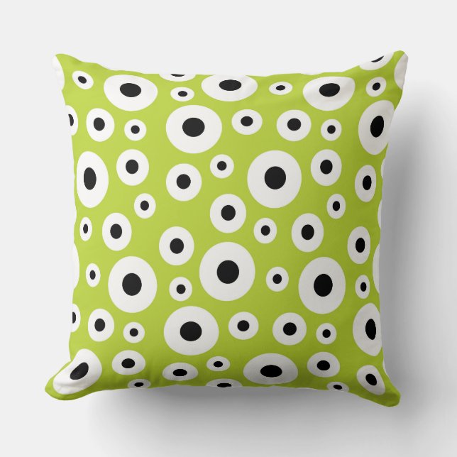  Modern Black and White Circle Pattern Cushion (Front)