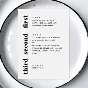 Modern black and white clean minimalist wedding menu