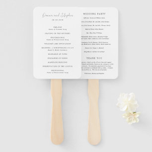Modern Black and White Clean Wedding Program Hand Fan