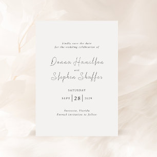 Modern Black and White Clean Wedding Save The Date
