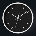 Modern Black and White Clock<br><div class="desc">A modern wall clock with a black face features white 5 minute graduation marks in white and a white frame.</div>