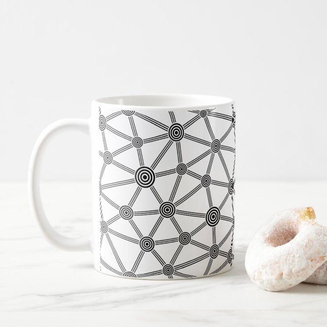 Modern black and white  coffee mug (With Donut)