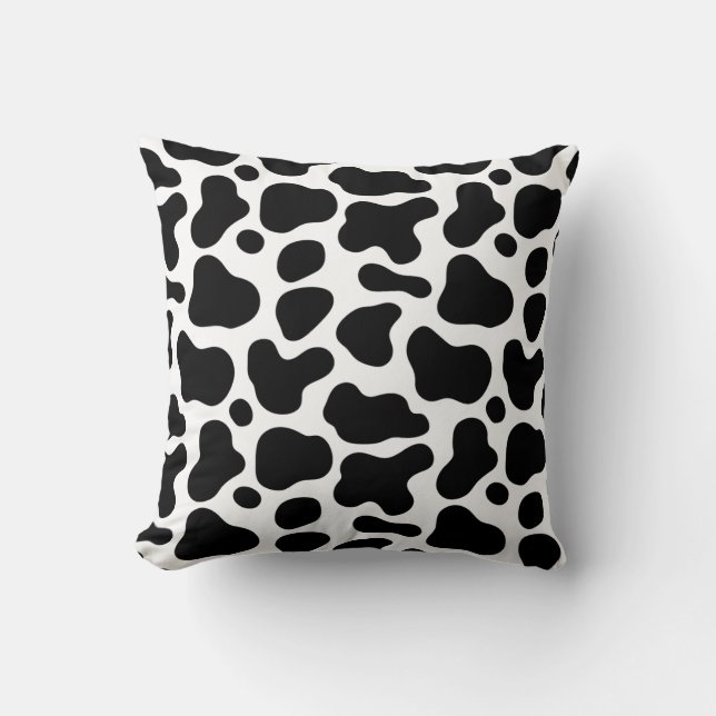 Modern Black and White Contours (COW Pattern) Cushion (Front)