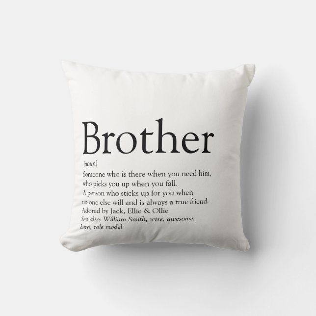 Modern Black and White Cool Brother Definition Cushion (Front)