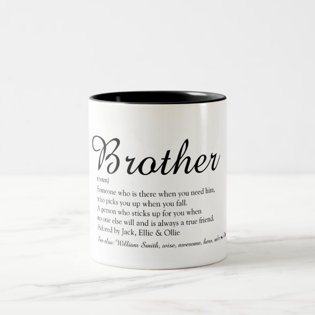 Modern Black and White Cool Brother Definition  Two-Tone Coffee Mug (Center)