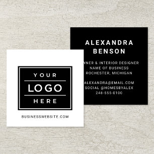 Modern Black and White Custom Business Logo Square Business Card