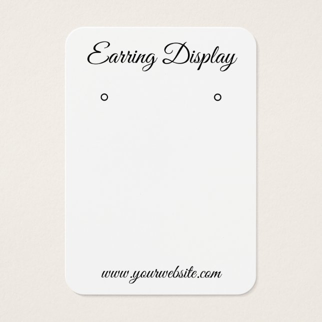 Modern black and white custom earring display card (Front)