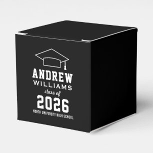 Modern Black and White Custom Graduation Party Favour Box