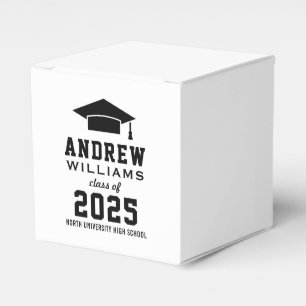 Modern Black and White Custom Graduation Party Favour Box