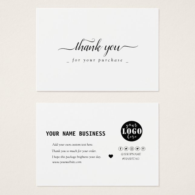 Modern Black And White | Custom Logo Thank You   (Front & Back)