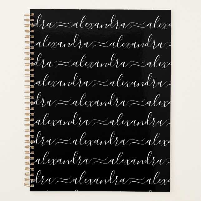 Modern black and white custom script name pattern planner (Front)