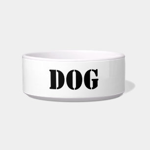 Modern black and white custom text dog bowl