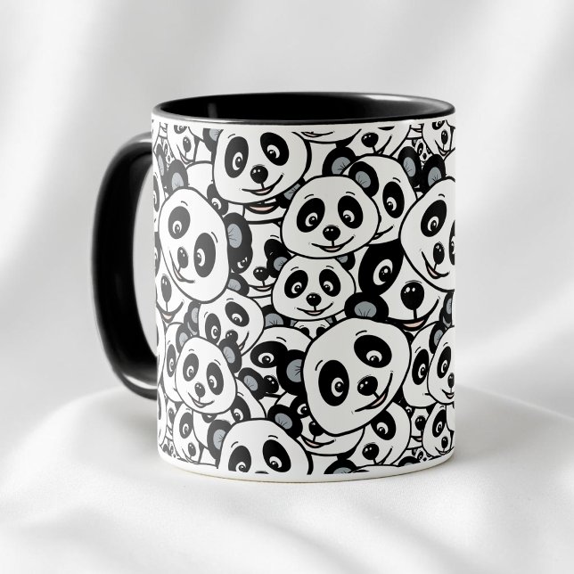 Modern Black and White Cute Panda Bear Pattern Mug (Modern Black and White Cute Panda Bear Pattern Mug)