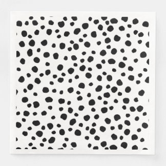 Modern Black and White Dalmatian Spot Animal Print Napkin