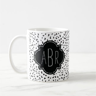 Modern Black and White Dalmatian Spots Monogrammed Coffee Mug