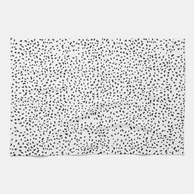 Modern Black and White Dalmatian Spots Tea Towel (Horizontal)