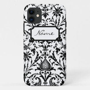 Modern Black and White Damask iPhone 11 Case