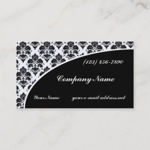 Modern Black and White Damask Pattern Business Card