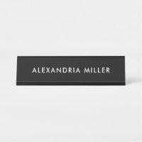 Modern Black and White Desk Name Plate