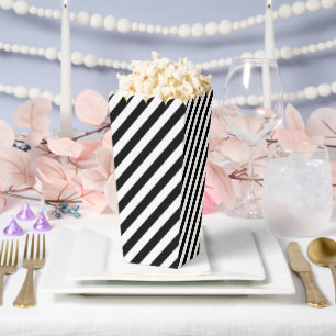 Modern Black and White Diagonal Striped Popcorn Fa Favour Box