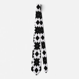 Modern Black and White Diamond Abstract, Geometric Tie