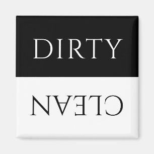 Modern Black and White Dirty/Clean Dishwasher Magnet