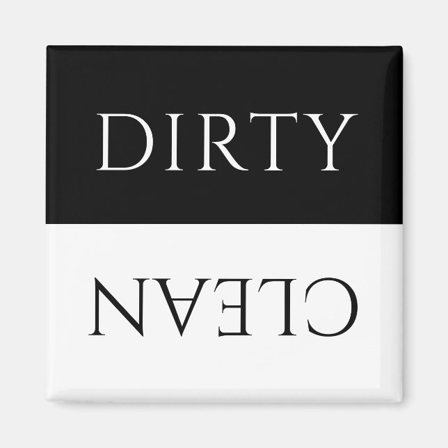 Modern Black and White Dirty/Clean Dishwasher Magnet (Front)