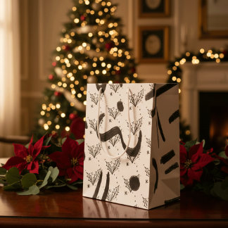 Modern Black and white doodle style art Medium Gift Bag