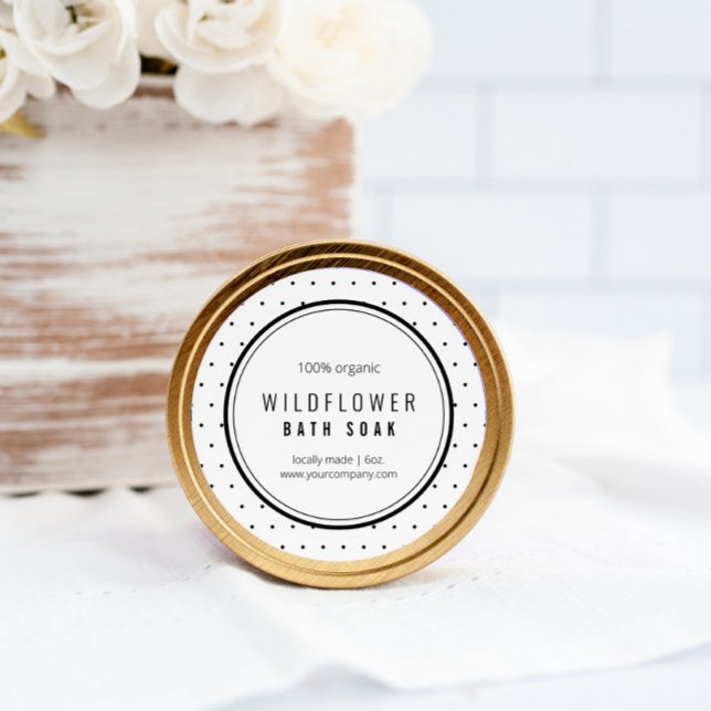 Modern Black and White Dot Product Label Sticker (Creator Uploaded)