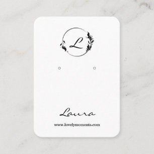 Modern black and white earring display card