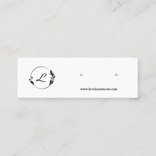 Modern black and white earring display card. mini business card
