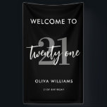 Modern Black and White Elegant 21st Birthday Sign<br><div class="desc">A simple modern 21st birthday sign featuring elegant calligraphy script typography and minimalist design.</div>