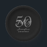 Modern Black and White Elegant 50th Birthday Paper Plate<br><div class="desc">A simple modern 50th birthday paper plates featuring elegant calligraphy script typography and minimalist design in black and white colour.</div>