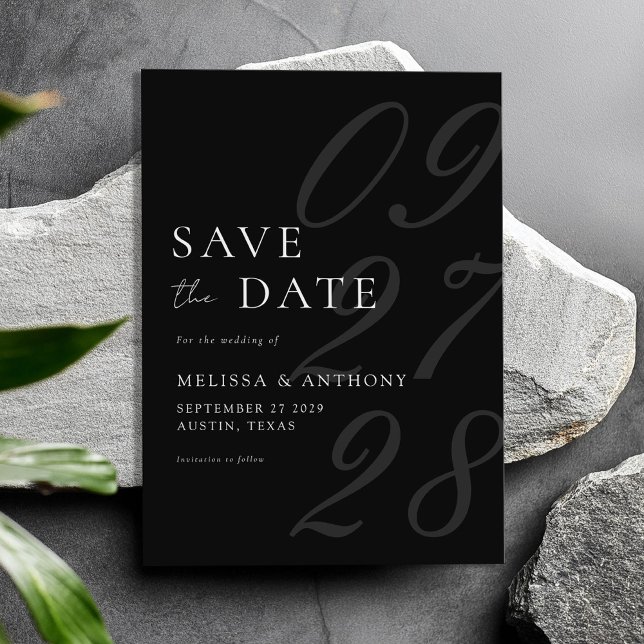 Modern Black and White Elegant Minimalist Wedding Save The Date (Creator Uploaded)