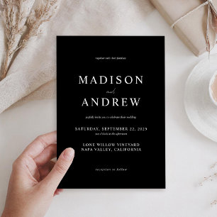 Modern Black and White Elegant Wedding Invitation