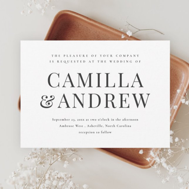 Modern Black and White Elegant Wedding Magnetic Invitation (Creator Uploaded)