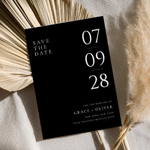 Modern Black and White Elegant Wedding Save The Date