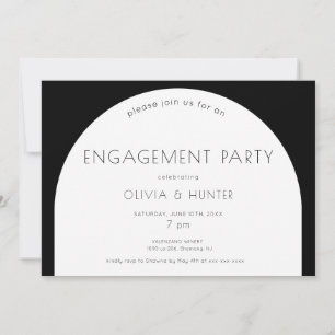 Modern Black and White Engagement Party Invitation
