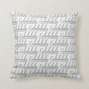 Modern Black and White Fa La La La Christmas Cushion