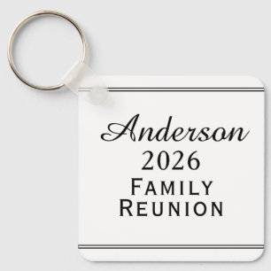 Modern Black and White Family Reunion Keepsake Key Ring