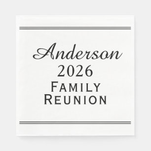 Modern Black and White Family Reunion Simple Paper Napkin